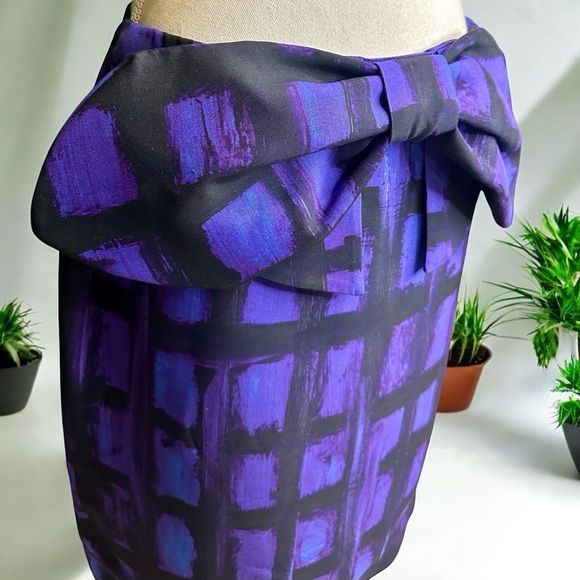 NWT Moschino Couture Purple & Black Abstract Print Bow Detail Mini Skirt Size 8 - Picture 16 of 16